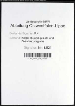 Kirchenbuchduplikate der katholischen Gemeinde (GHT 1823). (Gemeinde: Benninghausen, katholische Gemeinde)