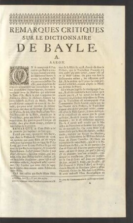 Remarques Critiques Sur Le Dictionnaire De Bayle.
