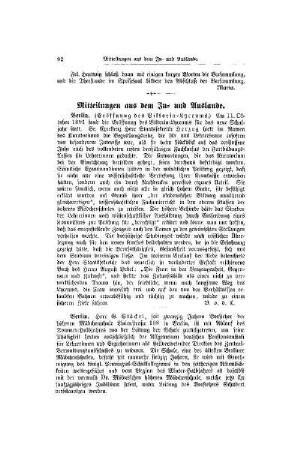 Mitteilungen aus dem In- und Auslande