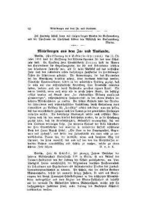 Mitteilungen aus dem In- und Auslande