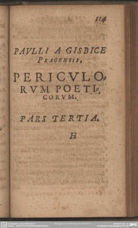 Periculorum Poeticorum, Pars Tertia