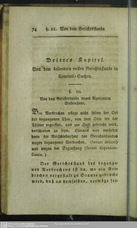 Drittes Kapitel. von dem besondern reellen Gerichtsstande in Criminal-Sachen