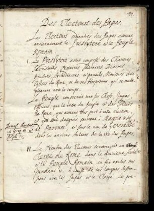 Des Electeurs des Papes anciene et nouveaux