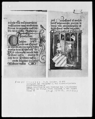 Die sieben Bußpsalmen - Gebetbuch des Pfalzgrafen Richard von Simmern-Sponheim — David und Bathseba, Folio 4