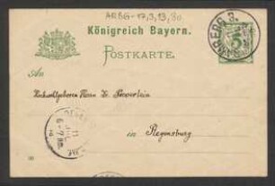 Brief von Georg Fischer an Hermann Poeverlein