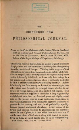 The Edinburgh new philosophical journal. 8, 8. 1858
