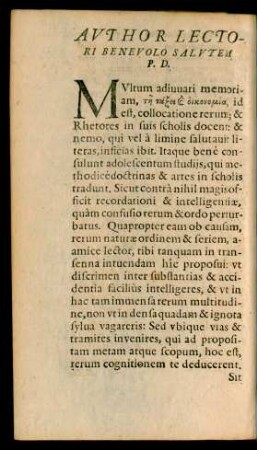 Author Lectori Benevolo Salutem P. D.