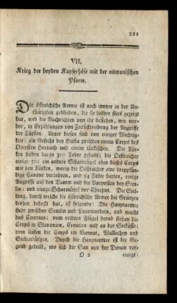 VII. Krieg der beyden Kayserhöfe mi der osmanischen Pforte