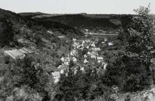 Krippen, Ortsansicht : Krippen. Mittlerer und unterer Ortsteil. Blick nach Norden zur Elbe