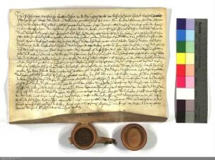 Der D.O. zu Marburg belehnt den Hans v. Dodenan, Bürger zu Marburg, mit einem Gartenteile am Weinberg neben der Ketzerbach.
