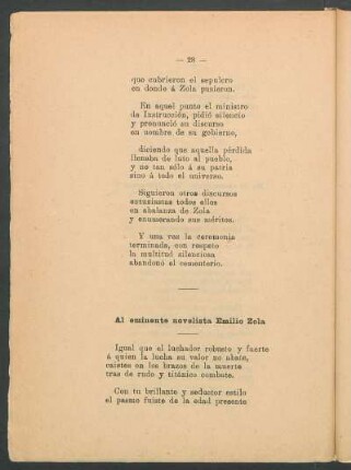 Al eminente novelista Emilio Zola