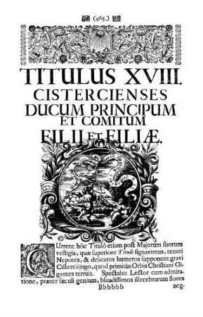 Titulus XVIII. Cistercienses Ducum Principum Et Comitum Filii Et Filiæ