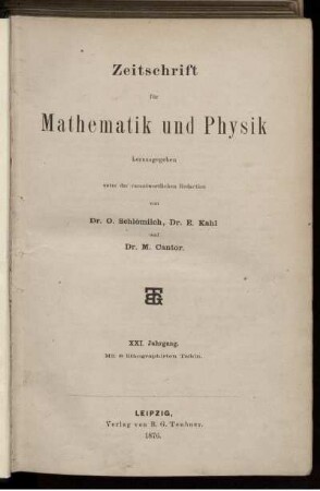 21: Zeitschrift für Mathematik und Physik