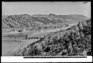 Bad Schandau mit Carolabrücke und Schrammsteine