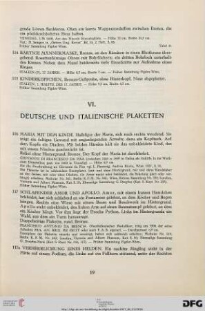 VI. Deutsche und Italienische Plaketten (Nr. 116-132a)
