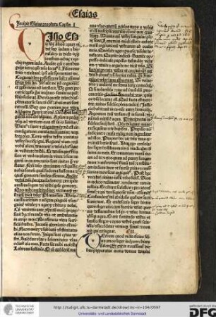 Incipit Esaias propheta. Capitulum I.