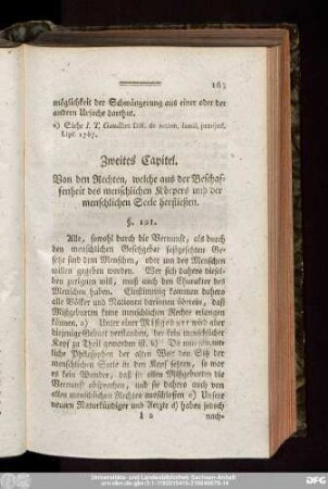 Zweites Capitel. Von den Rechten, welche aus der Beschaffenheit des menschlichen Körpers und der menschlichen Seele herfließen.