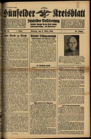 Erste Ausgabe vom Montag, den 06. März 1939.