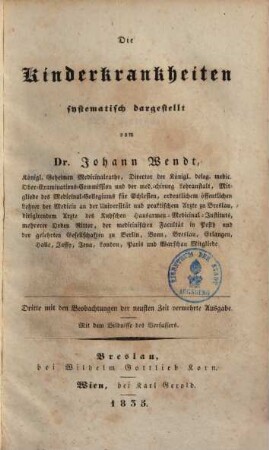 Die Kinderkrankheiten systematisch dargestellt