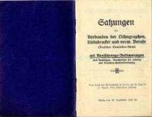 Satzung des Verbandes der Lithographen, Steidrucker u.ä.