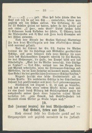 10. Und [worauf deuten] die drei Meisterschritte?