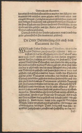 Die Dritte Underweisung eben auch vom Sacrament der Ehe.