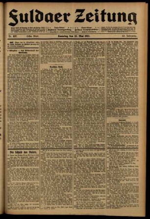 Erste Ausgabe vom Samstag, den 10. Mai 1913.