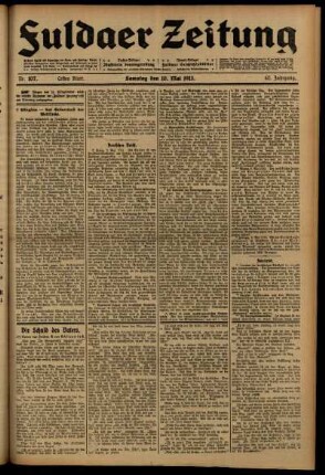 Erste Ausgabe vom Samstag, den 10. Mai 1913.