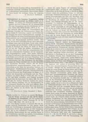 243 [Rezension] Palästinajahrbuch des Deutschen Evangelischen Instituts für Altertumswissenschaft des Heiligen Landes zu Jerusalem ; 26. Jahrgang (1930)