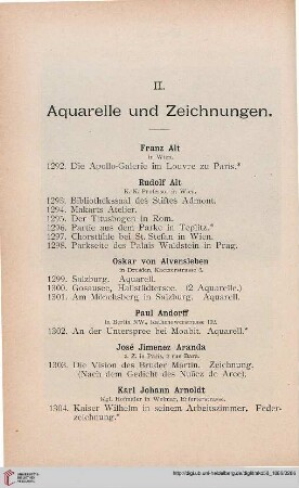 II: Aquarelle und Zeichnungen