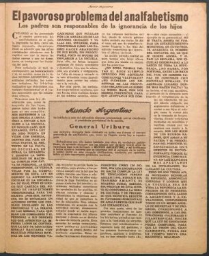 El pavoroso problema del analfabetismo : Los padres son responsables de la ignorancia de los hijos