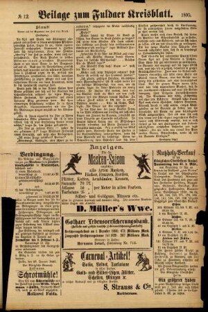 Zweite Ausgabe vom Samstag, den 26. Januar 1895.