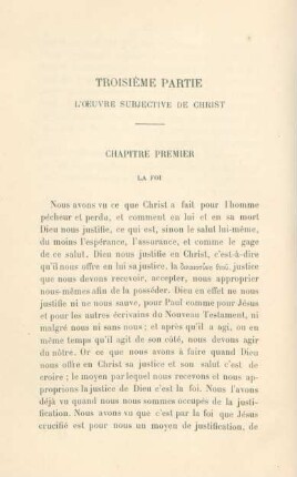 Troisième partie. L'oeuvre subjective de Christ