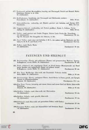 Fayencen und Steingut (Nr. 685-717)