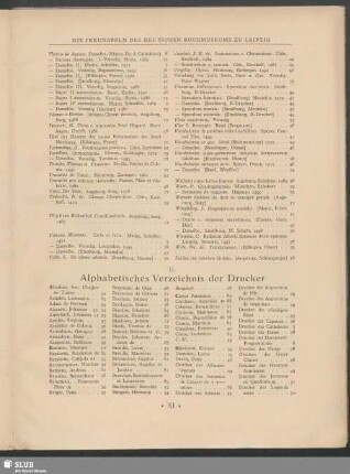 II. Alphabetisches Verzeichnis der Drucker