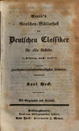 Karl Beck : Mit Biographie und Porträt