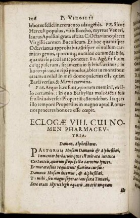 Eclogæ VIII. Cui Nomen Pharmaceutria.
