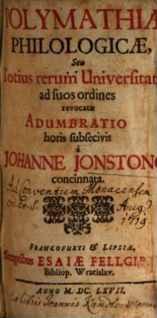 Polymathiae philologicae adumbratio