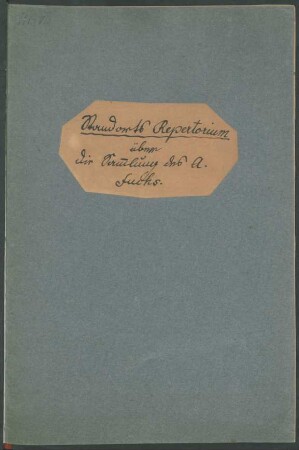 Standorts-Repertorium über die Sammlung des A. Fuchs