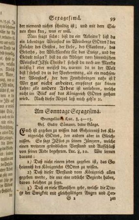 99-108, Am Sonntage Sexagesimä.
