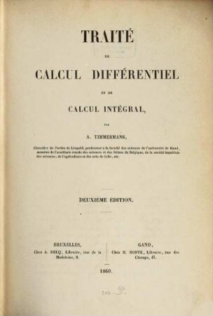 Traité de calcul différentiel et de calcul intégral