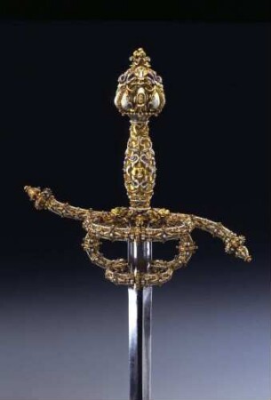 Rapier / Prunkwaffengarnitur bestehend aus Rapier und Dolch mit Scheide