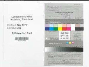 Entnazifizierung Paul Riffelmacher , geb. 14.09.1905 (Hilfsarbeiter)
