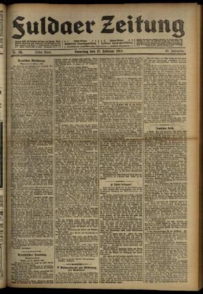 Erste Ausgabe vom Samstag, den 15. Februar 1913.