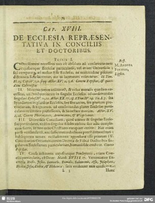 Cap. XVIII. De Ecclesia Repraesentativa In Conciliis Et Doctoribus