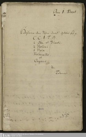Ms. Ff. Mus. 1135 - Am 1. Advent : Hosianna dem Sohne David! ; gelobet sey p. ; C. C. A. T. B., 2 oboe et flauti, 2 violini, 1 viola, violoncello et organo