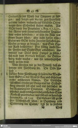 Nun schreiten wir zu den Beweiß, daß allewege eine Fürsehung sey