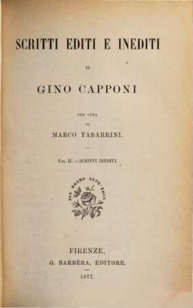 Scritti editi e inediti di Gino Capponi, 2