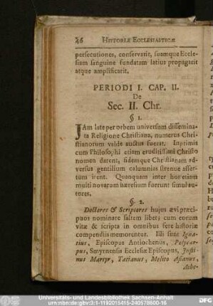 Cap. II. De Sec. II. Chr.