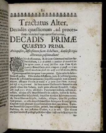 Decadis Primæ.